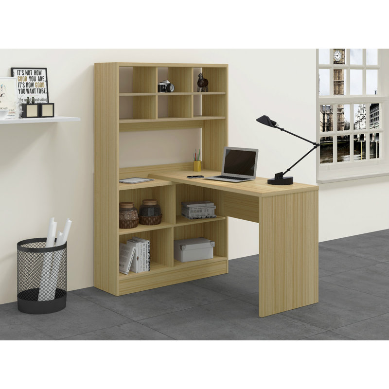 Latitude Run Yeadon LShape Writing Desk with Hutch & Reviews Wayfair